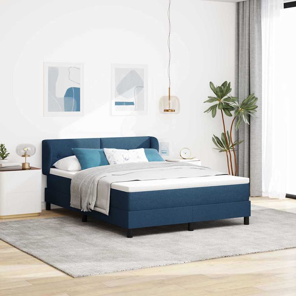 Boxspringbed met matras met hoofdeinde Blauw 140 x 190 cm Stof – afbeelding 1