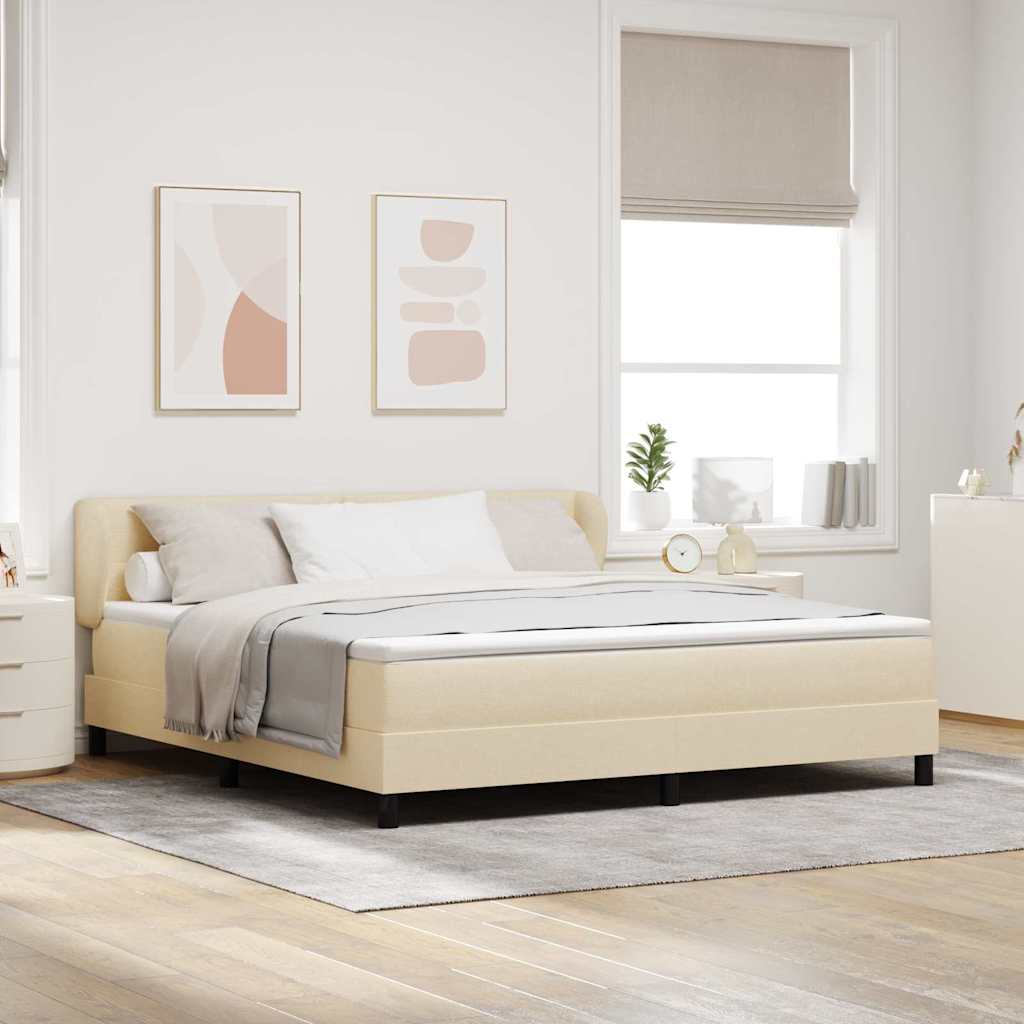 Boxspringbed met matras met hoofdeinde Crème 180 x 200 cm Stof – afbeelding 1
