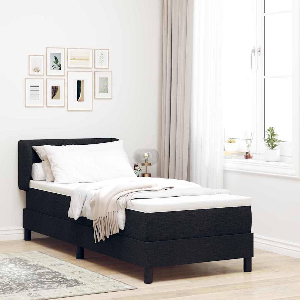 Boxspringbed met matras met hoofdeinde Zwart 80 x 200 cm Stof – afbeelding 1