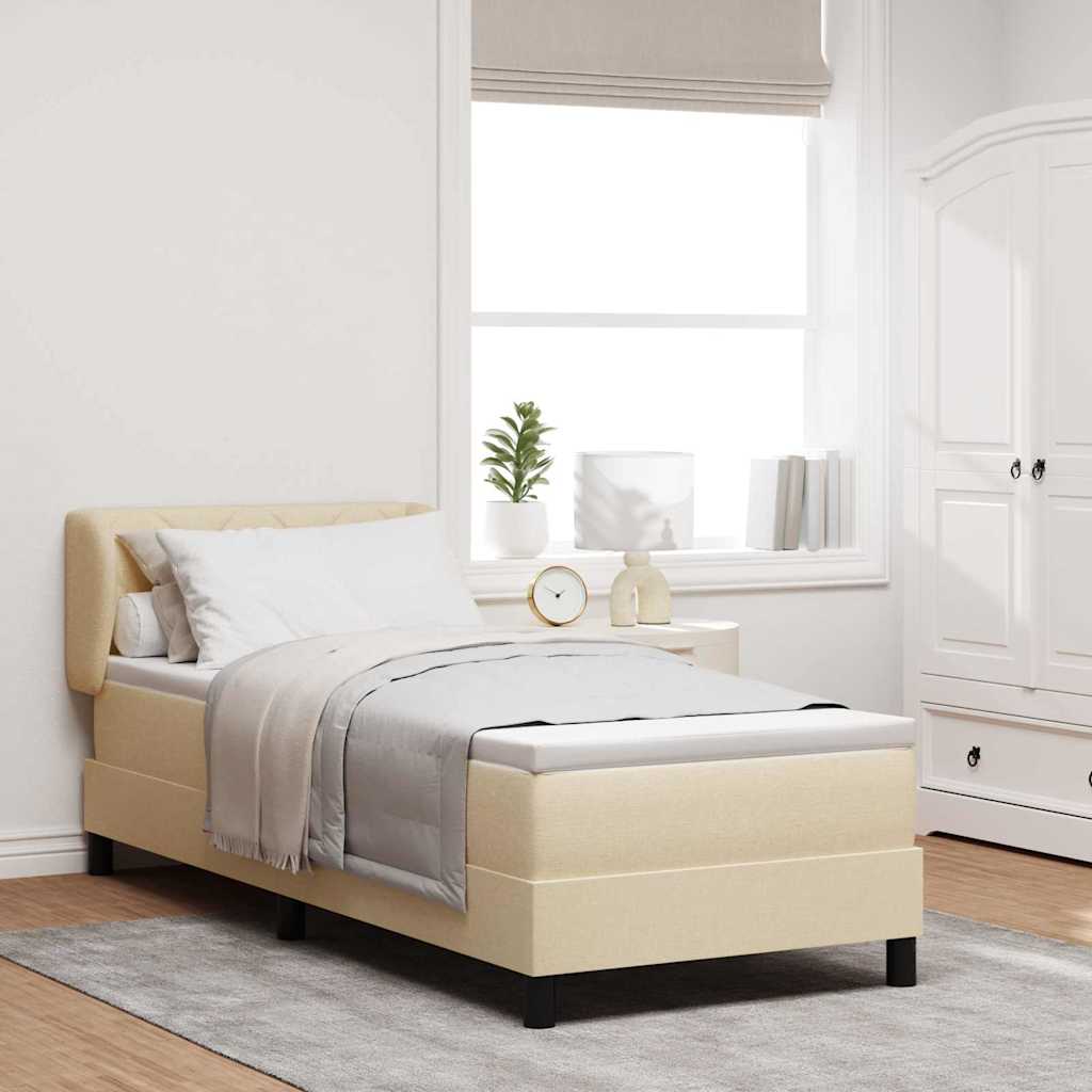 Boxspringbed met matras met hoofdeinde Crème 80 x 200 cm Stof – afbeelding 1