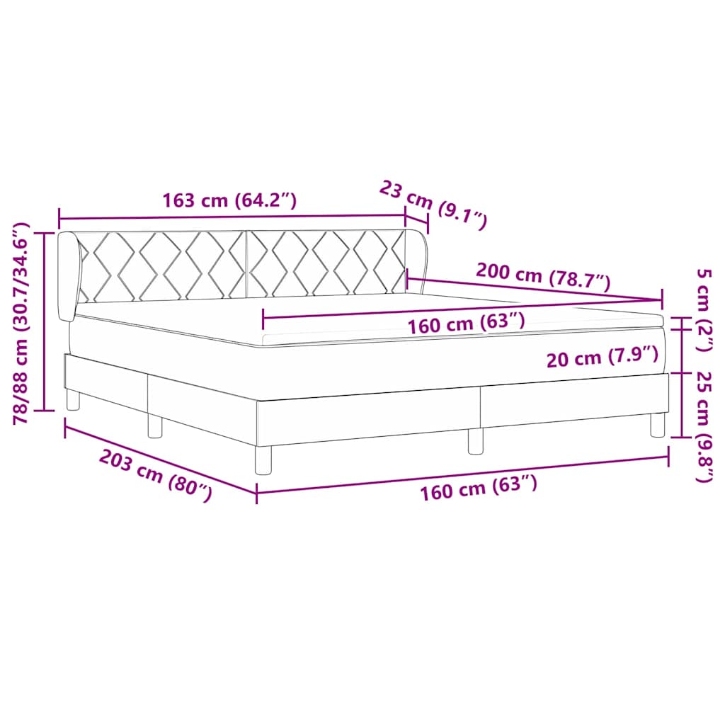 Boxspringbed met hoofdeinde Donkergrijs 160 x 200 cm Stof – afbeelding 10