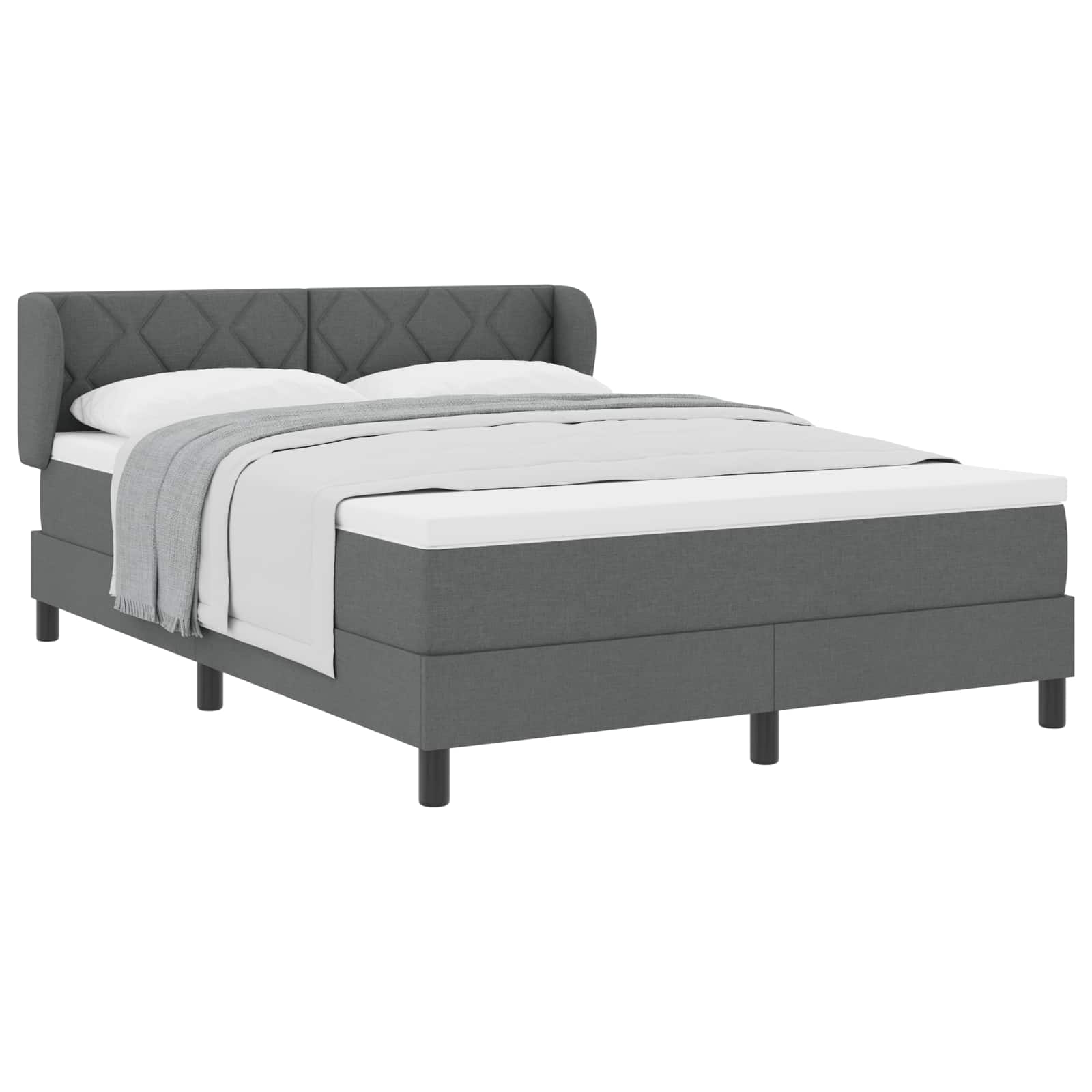 Boxspringbed met hoofdeinde Donkergrijs 160 x 200 cm Stof – afbeelding 2
