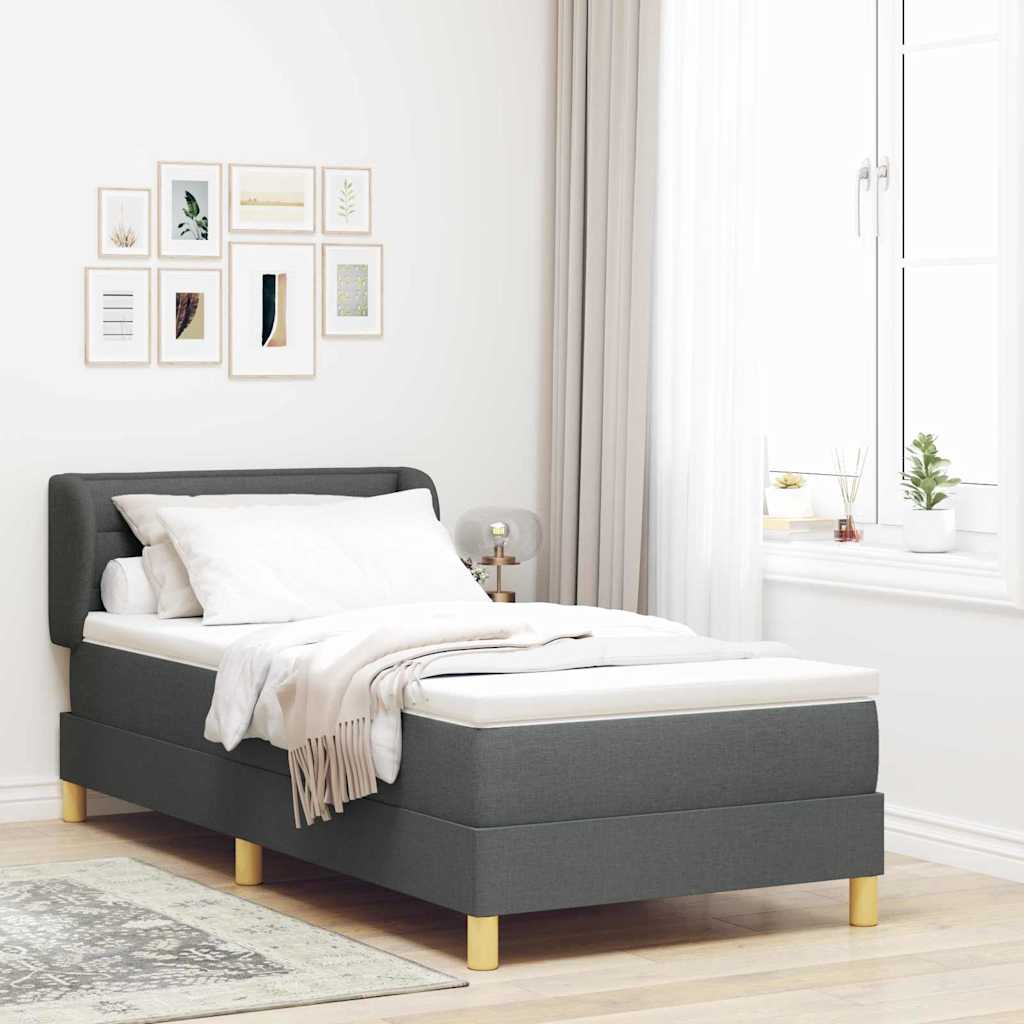 Boxspringbed met matras Donkergrijs 80 x 200 cm Stof – afbeelding 1