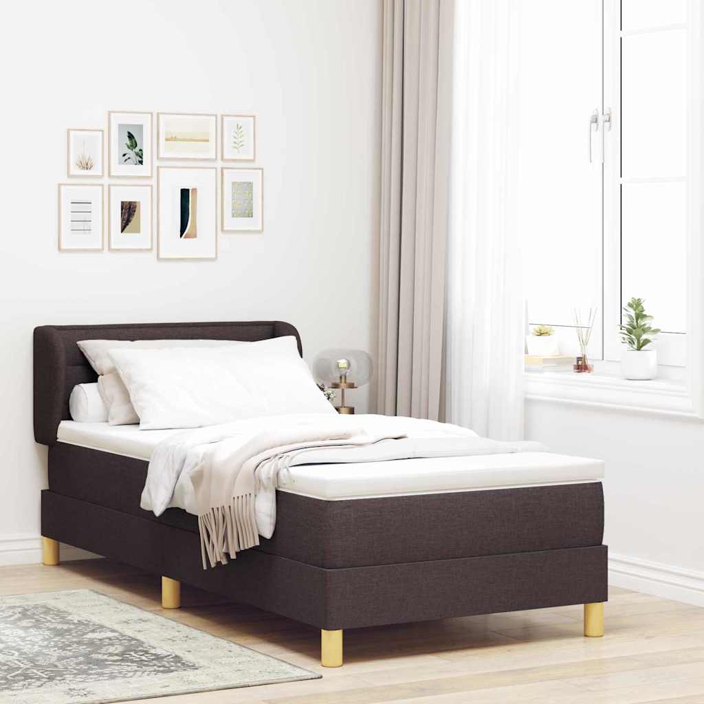 Boxspringbed met matras Donkerbruin 80 x 200 cm Stof – afbeelding 1