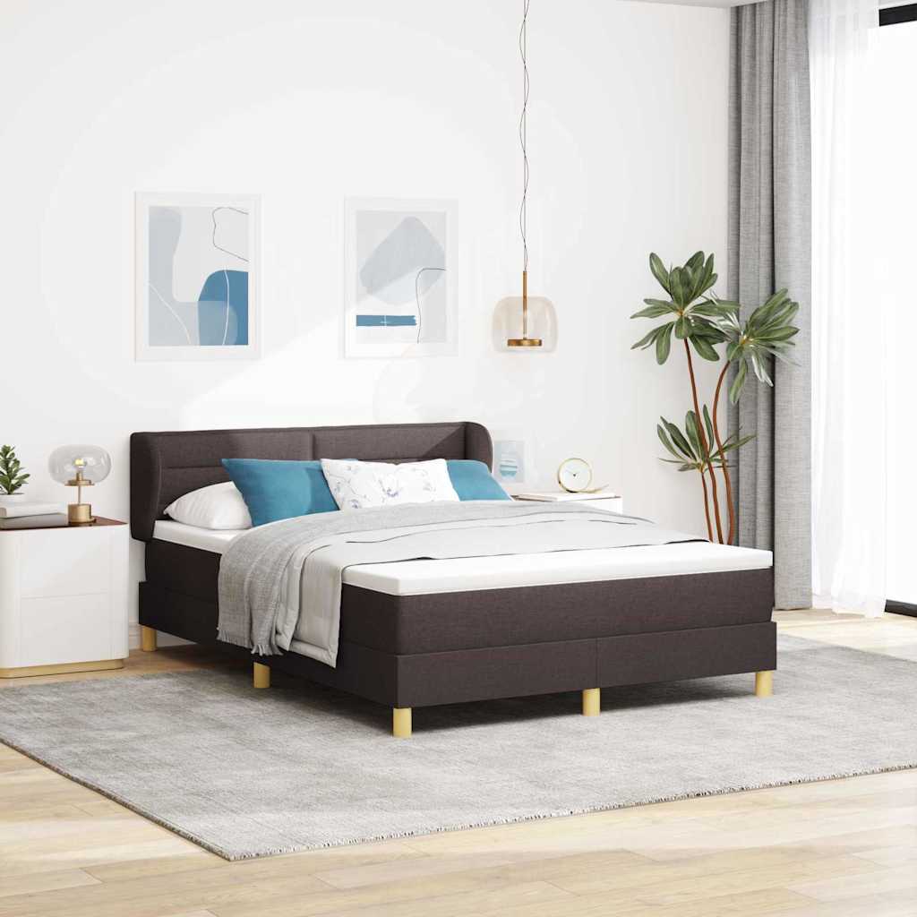 Boxspringbed met matras Donkerbruin 140 x 190 cm Stof – afbeelding 1