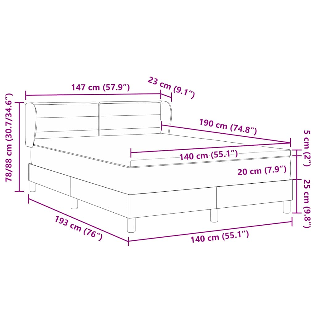 Boxspringbed met matras Donkerbruin 140 x 190 cm Stof – afbeelding 12