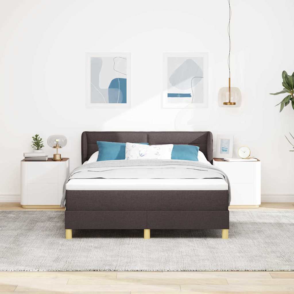 Boxspringbed met matras Donkerbruin 140 x 190 cm Stof – afbeelding 3