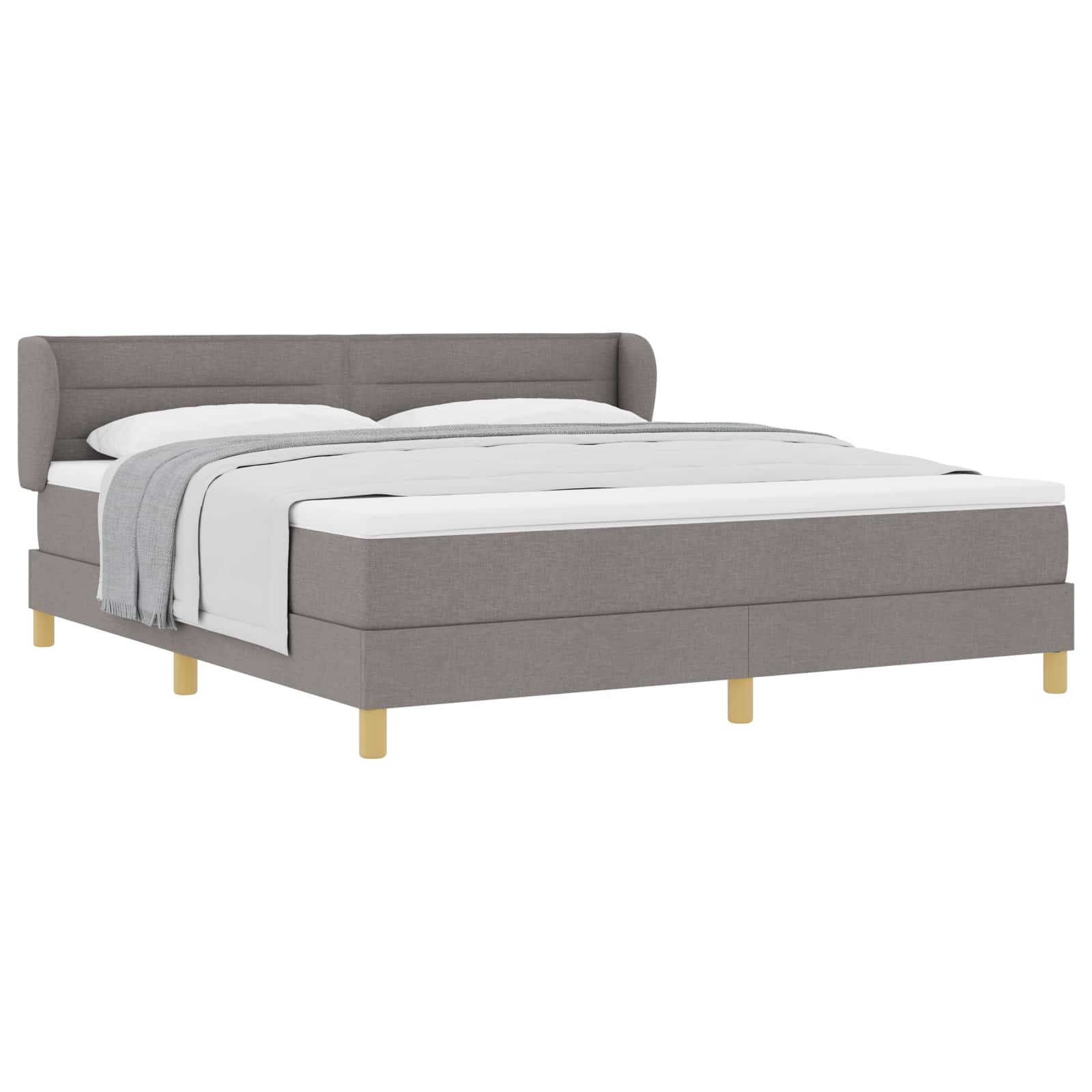 Boxspringbed met matras met hoofdeinde Taupe 180 x 200 cm Stof – afbeelding 2