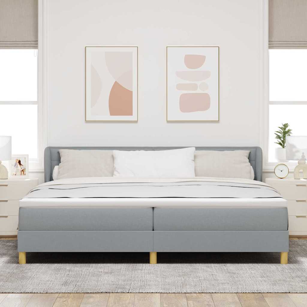 Boxspringbed met matras Lichtgrijs 200 x 200 cm Stof – afbeelding 1