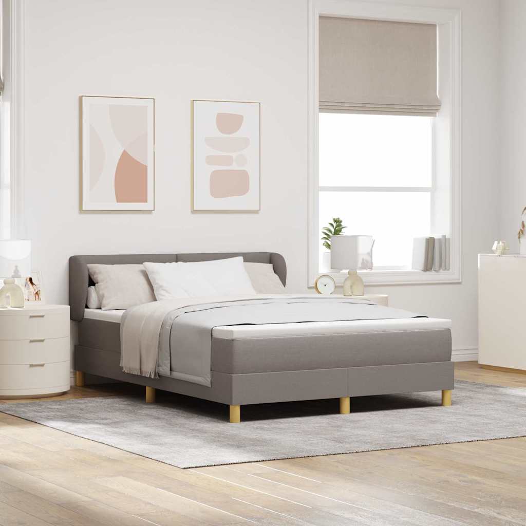 Boxspringbed met hoofdeinde Taupe 140 x 190 cm Stof – afbeelding 1
