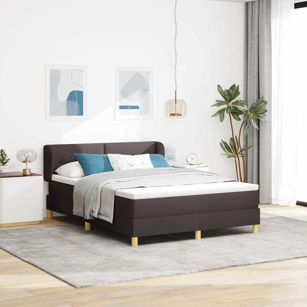 Boxspringbed met matras Donkerbruin 140 x 200 cm Stof – afbeelding 1