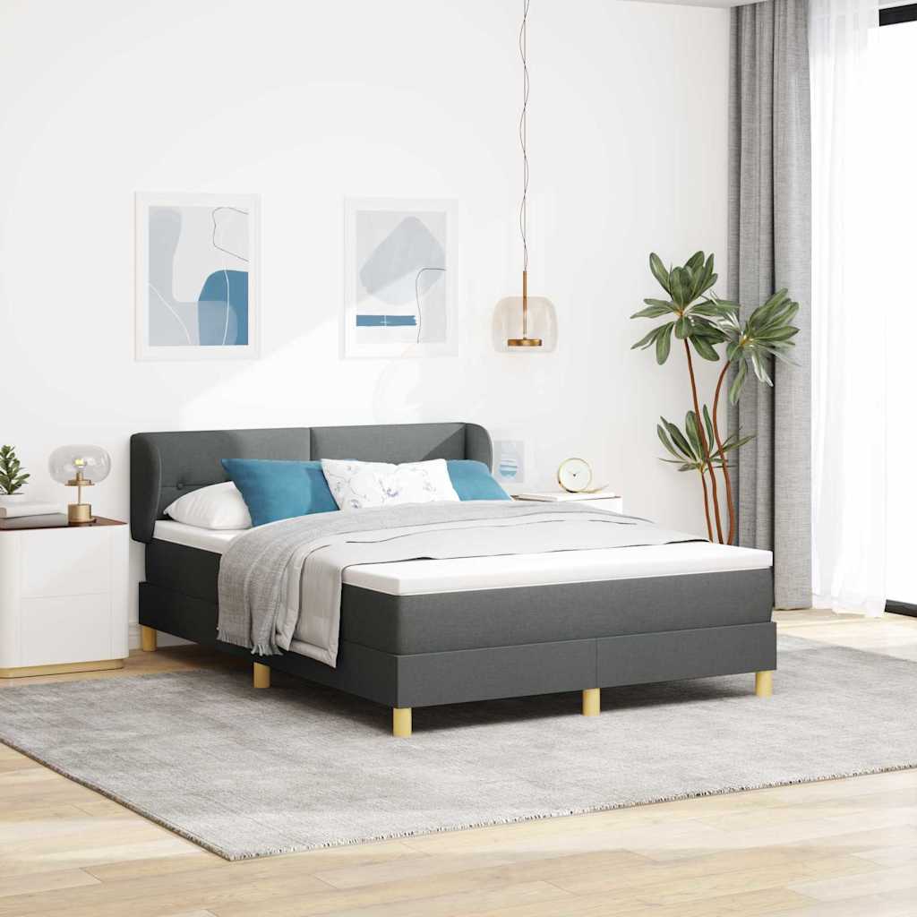 Boxspringbed met matras Donkergrijs 160 x 200 cm Stof – afbeelding 1
