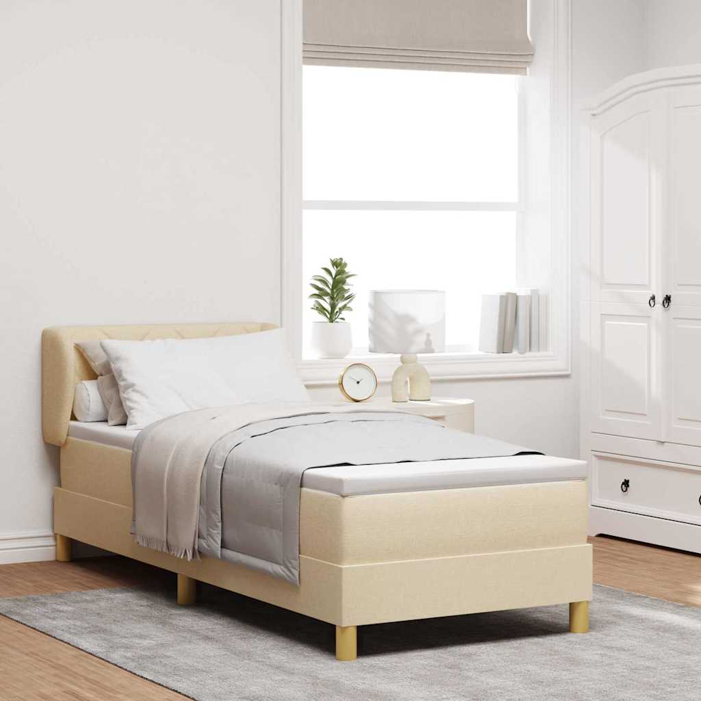 Boxspringbed met matras met hoofdeinde Crème 80 x 200 cm Stof – afbeelding 1