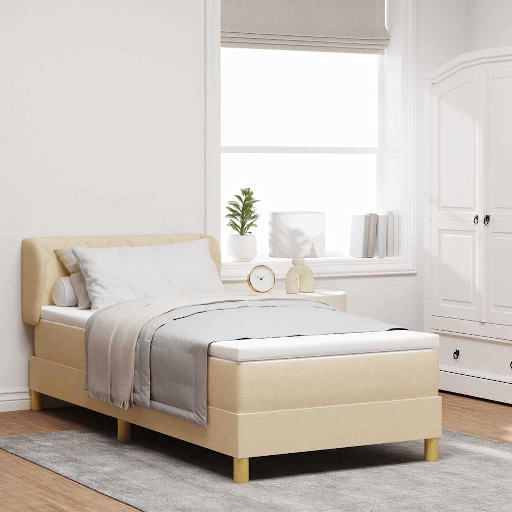 Boxspringbed met matras met hoofdeinde Crème 100 x 200 cm Stof – afbeelding 1