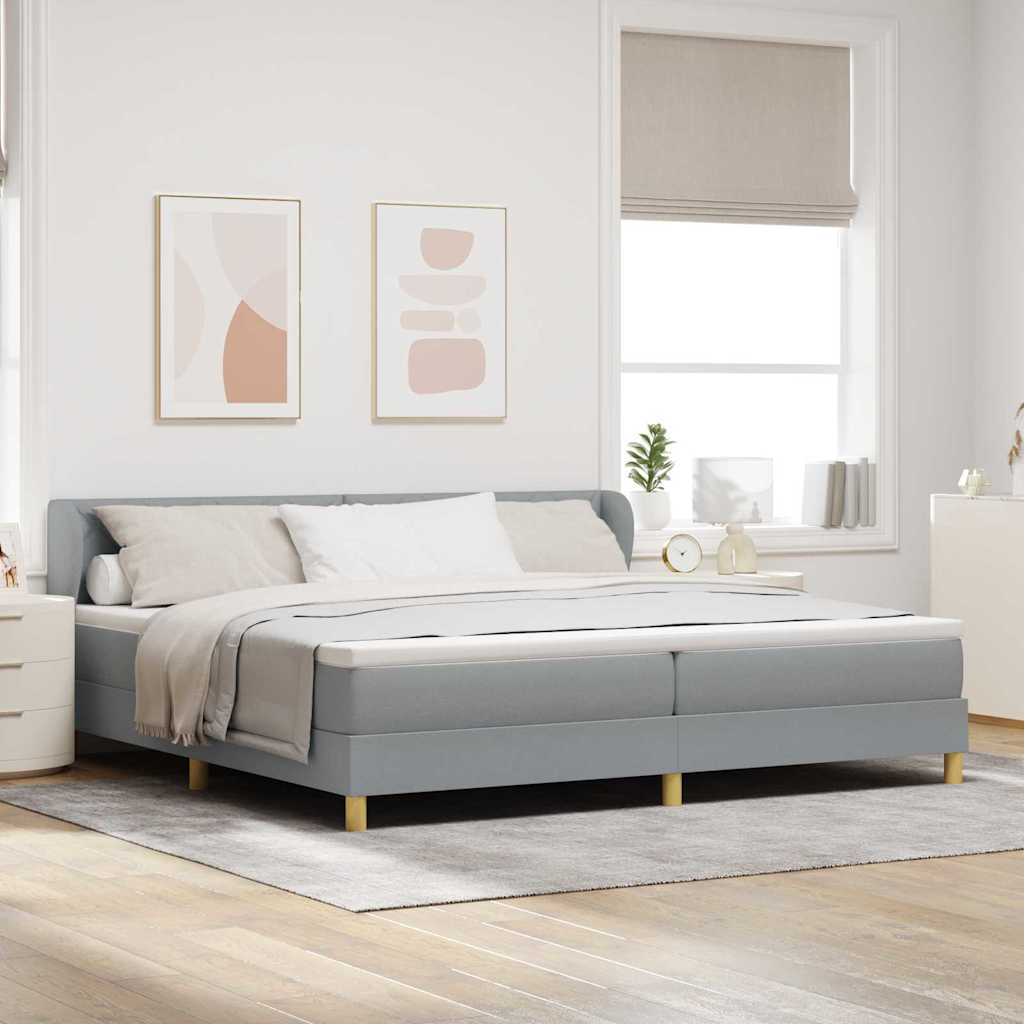 Boxspringbed met matras Lichtgrijs 200 x 200 cm Stof – afbeelding 1