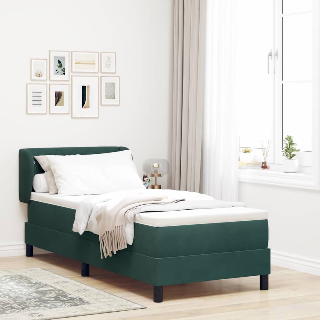 Boxspringbed met hoofdeinde Donkergroen 80 x 200 cm Fluweel – afbeelding 1