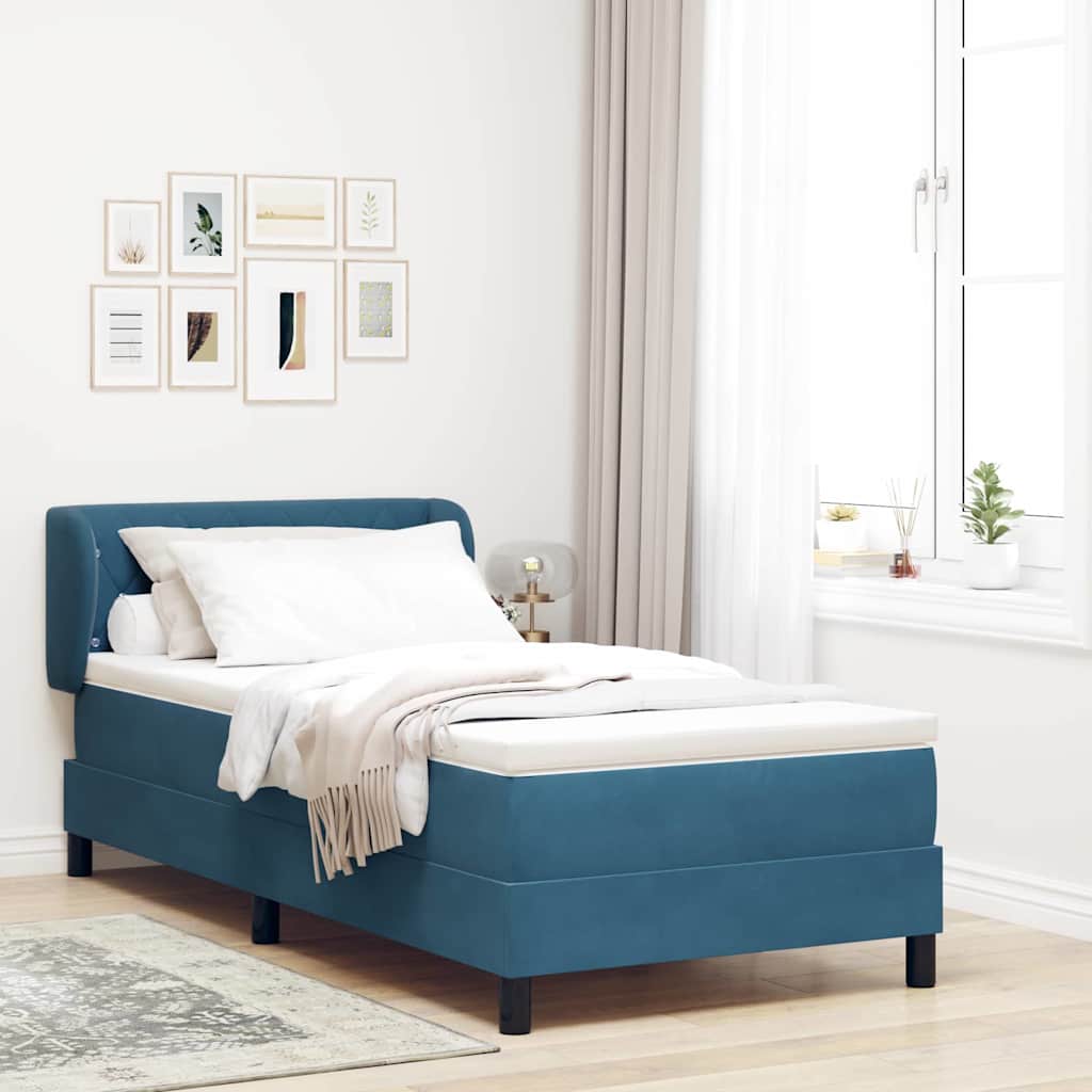 Boxspringbed met hoofdeinde Donkerblauw 90 x 190 cm Fluweel – afbeelding 1