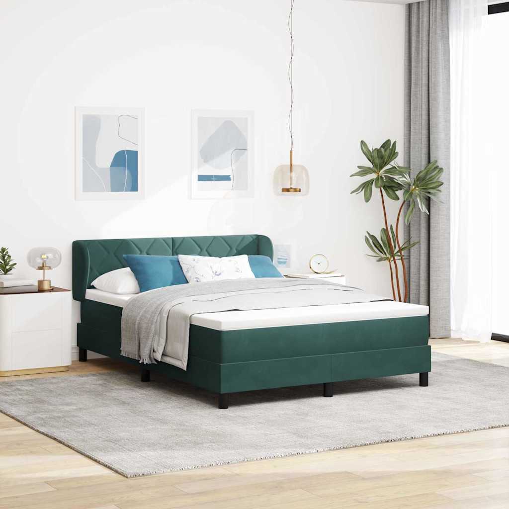 Boxspringbed met hoofdeinde Donkergroen 140 x 200 cm Fluweel – afbeelding 1