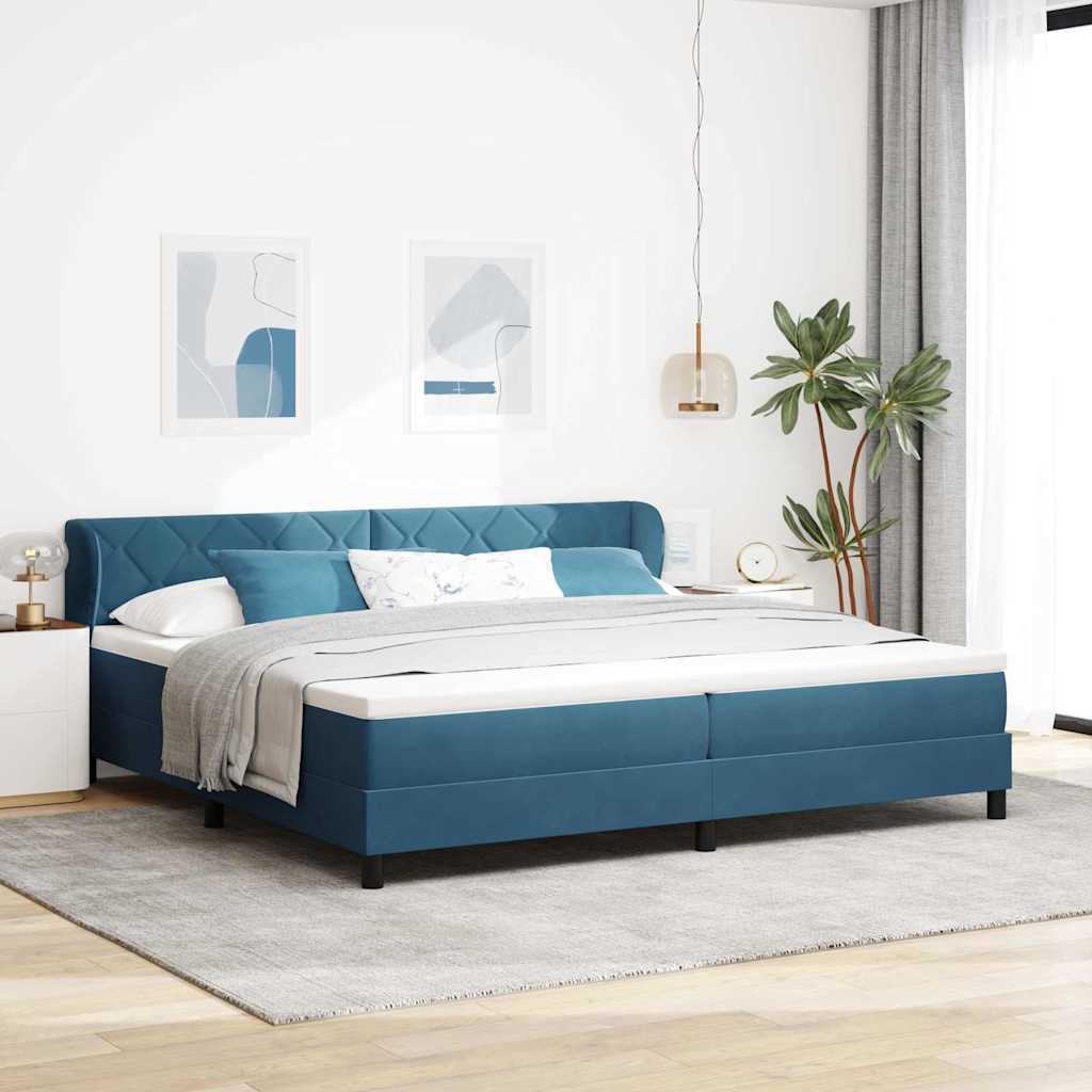 Boxspringbed met hoofdeinde Donkerblauw 200 x 200 cm Fluweel – afbeelding 1