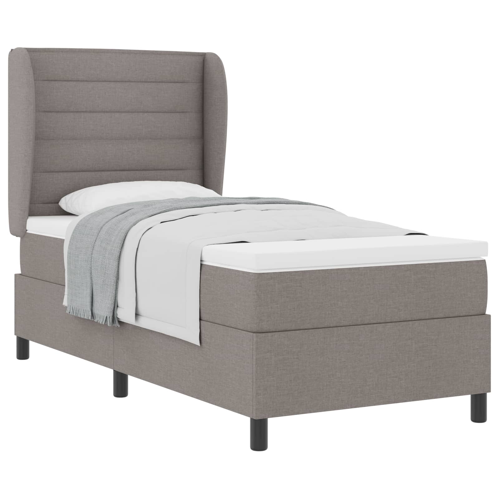Boxspring bed met matras met hoofdeinde Taupe 80 x 200 cm Stof – afbeelding 2
