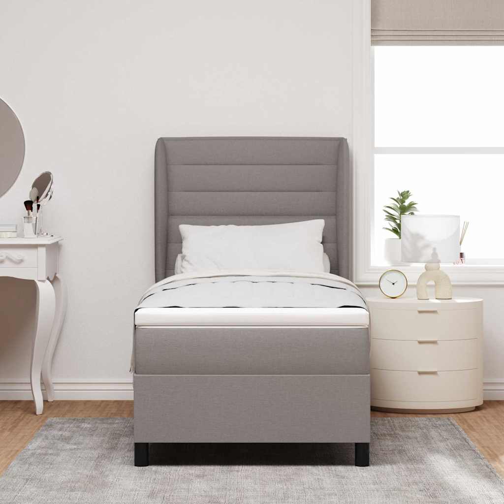 Boxspring bed met matras met hoofdeinde Taupe 80 x 200 cm Stof – afbeelding 3