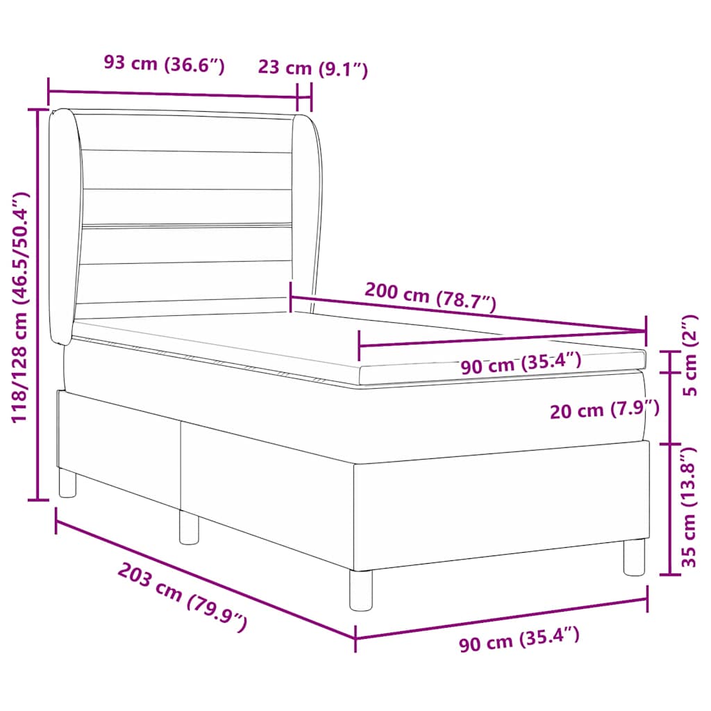 Boxspring bed met matras Donkerbruin 90 x 200 cm Stof – afbeelding 12