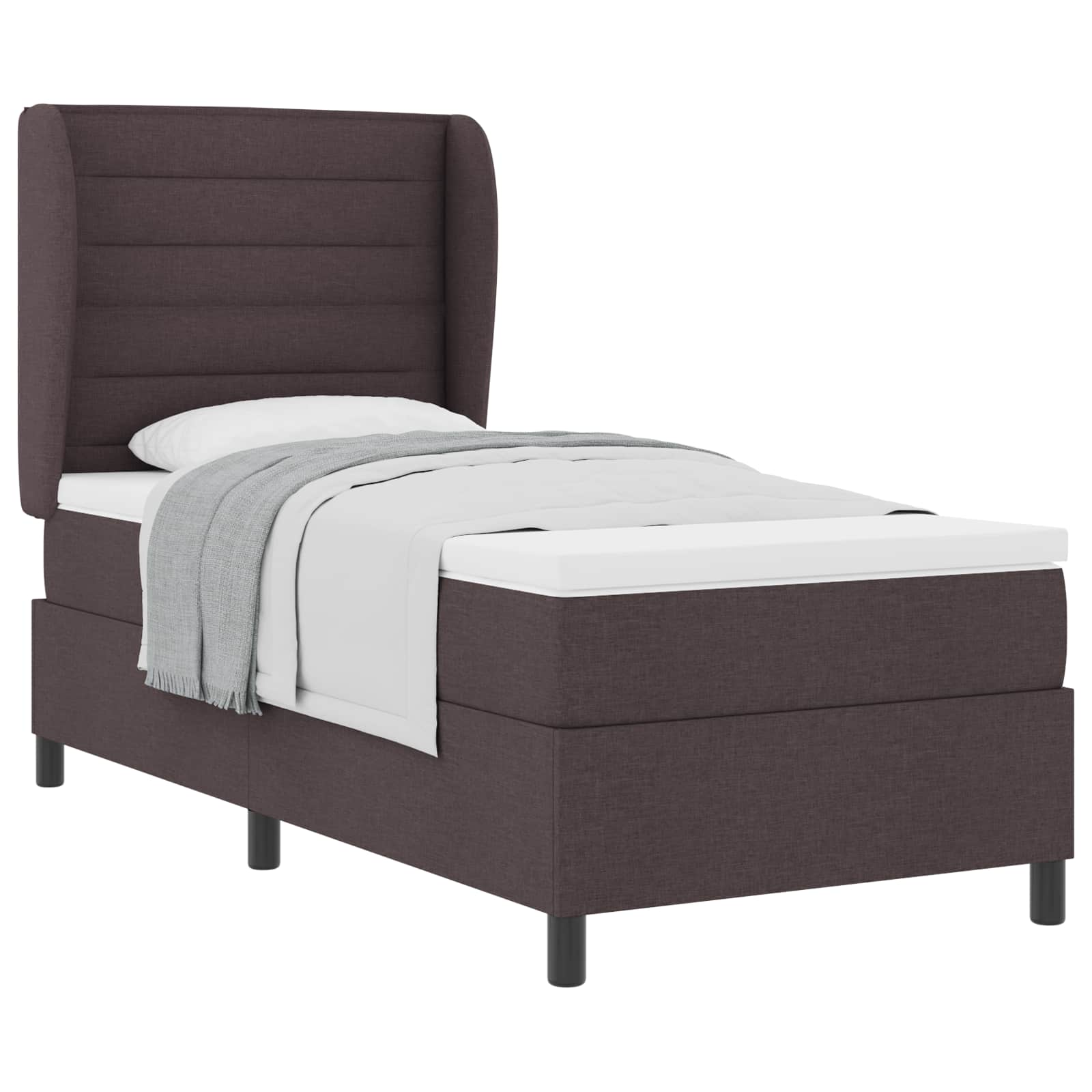 Boxspring bed met matras Donkerbruin 90 x 200 cm Stof – afbeelding 2