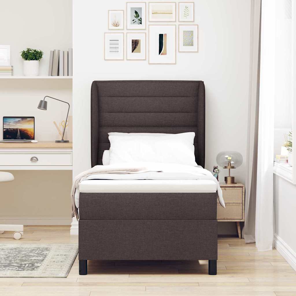 Boxspring bed met matras Donkerbruin 90 x 200 cm Stof – afbeelding 3