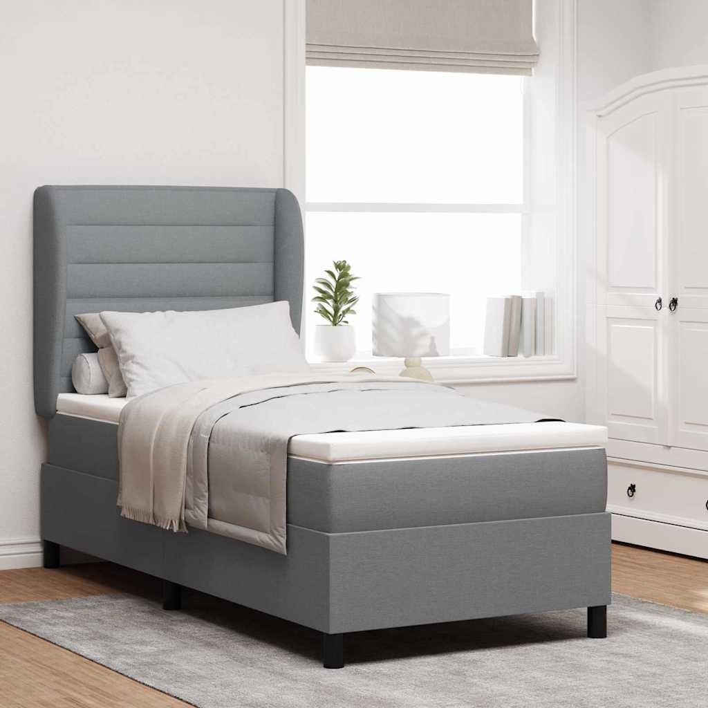 Boxspring bed met matras Lichtgrijs 100 x 200 cm Stof – afbeelding 1