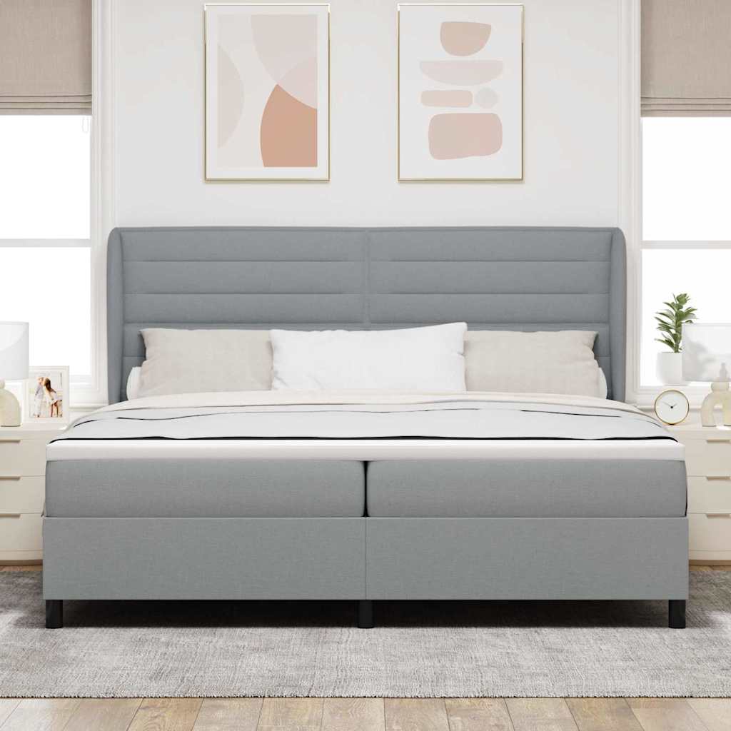 Boxspring bed met matras Lichtgrijs 200 x 200 cm Stof – afbeelding 1