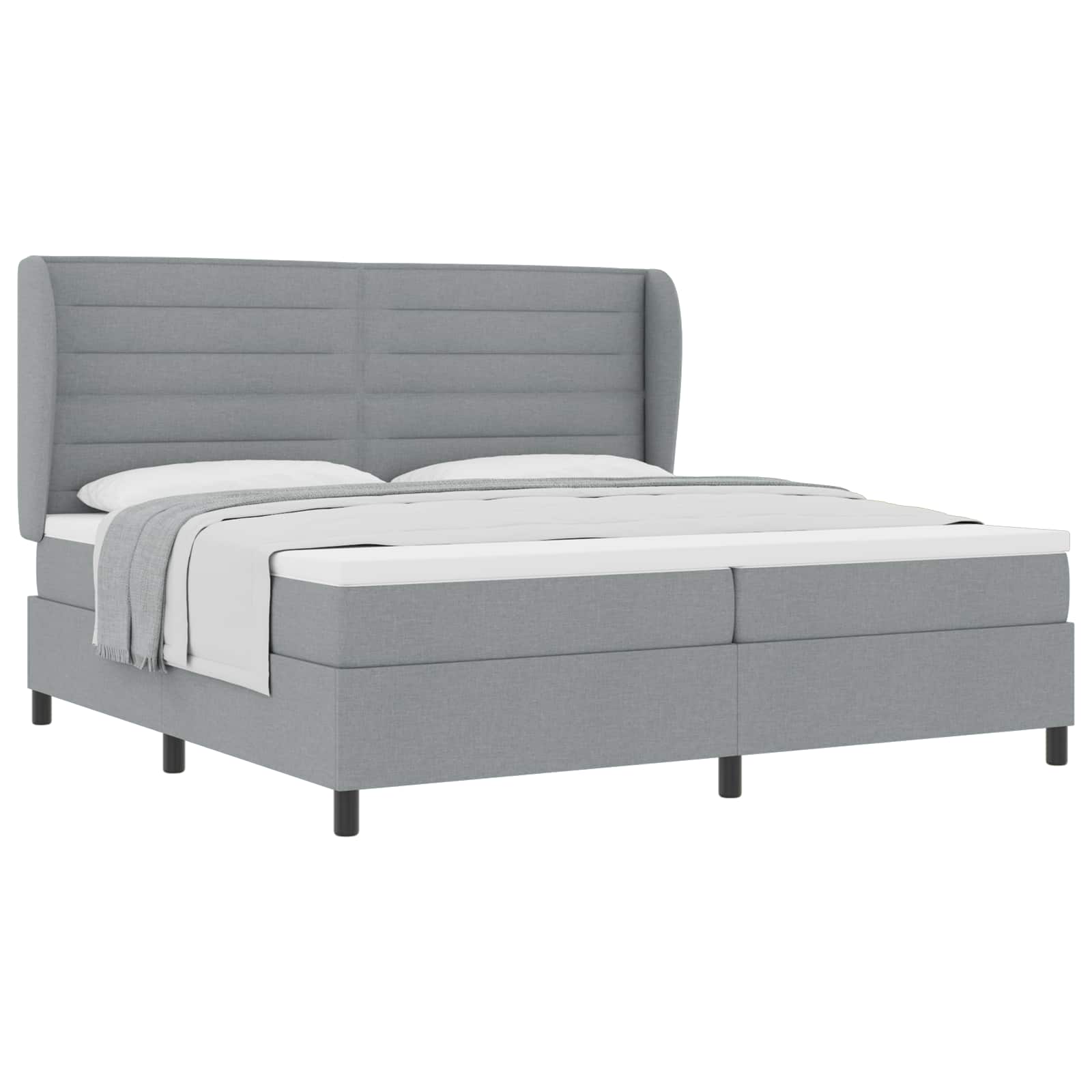 Boxspring bed met matras Lichtgrijs 200 x 200 cm Stof – afbeelding 2