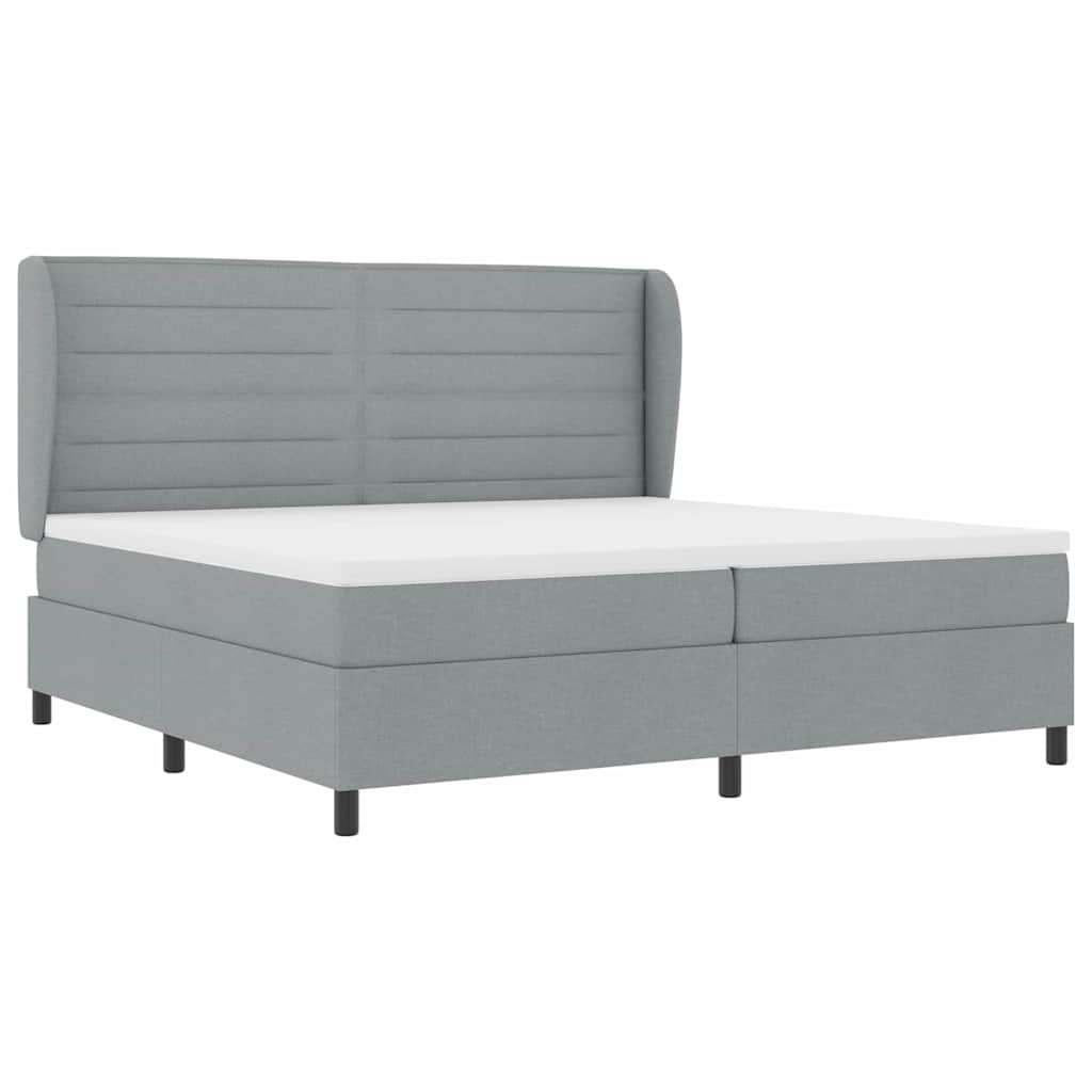 Boxspring bed met matras Lichtgrijs 200 x 200 cm Stof – afbeelding 4