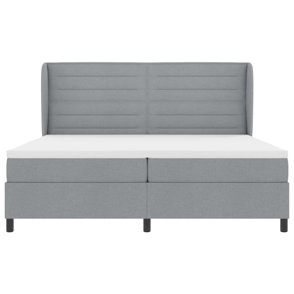 Boxspring bed met matras Lichtgrijs 200 x 200 cm Stof – afbeelding 6