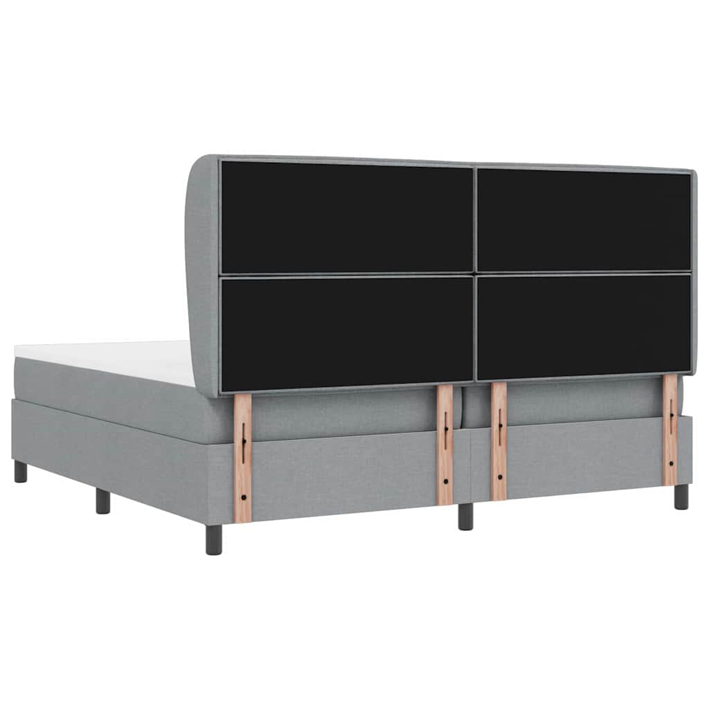 Boxspring bed met matras Lichtgrijs 200 x 200 cm Stof – afbeelding 8