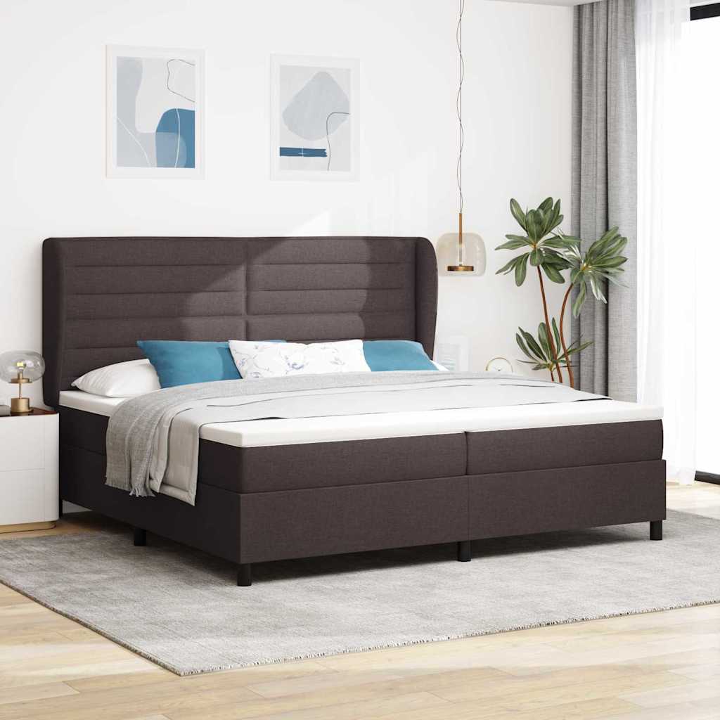 Boxspring bed met matras Donkerbruin 200 x 200 cm Stof – afbeelding 1