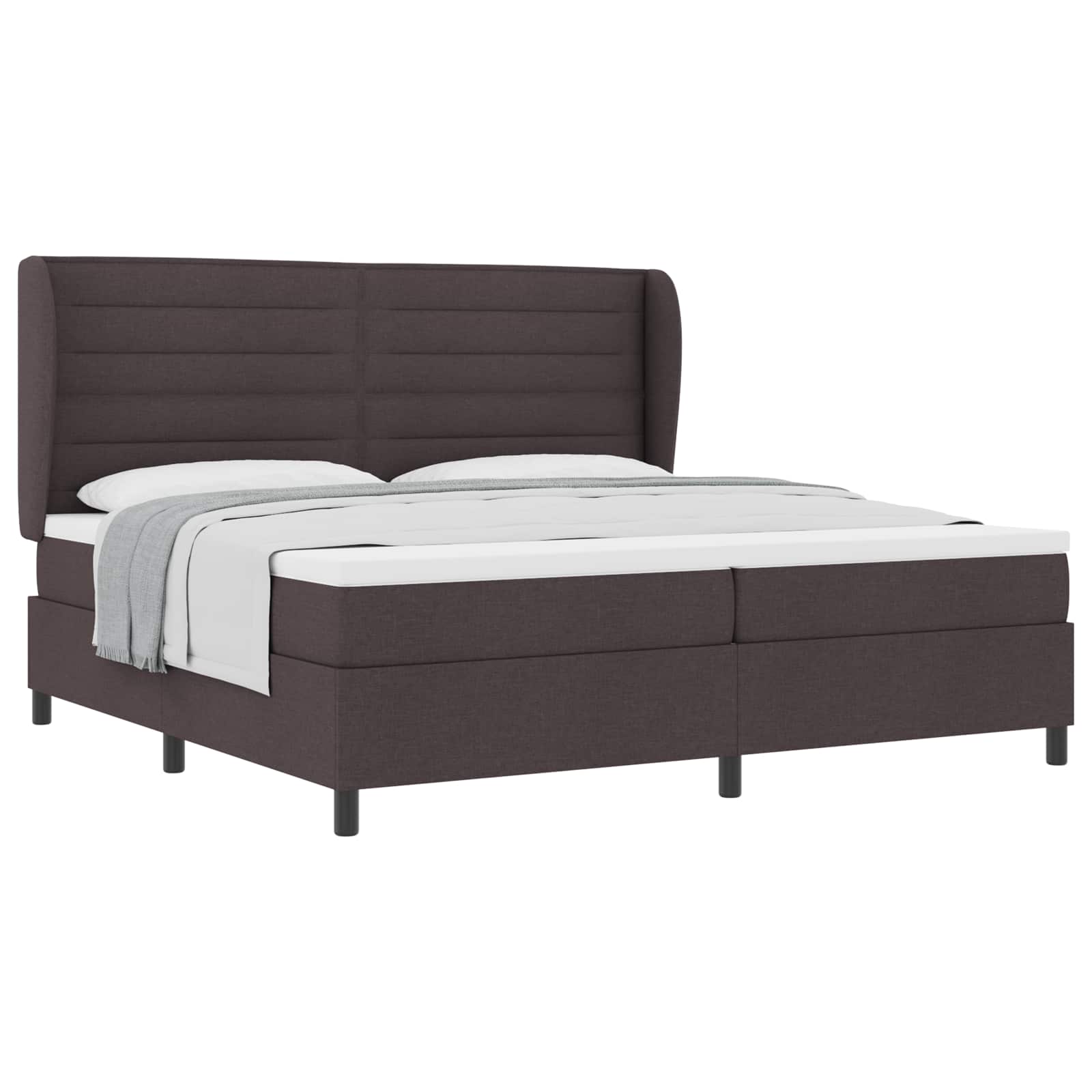 Boxspring bed met matras Donkerbruin 200 x 200 cm Stof – afbeelding 2