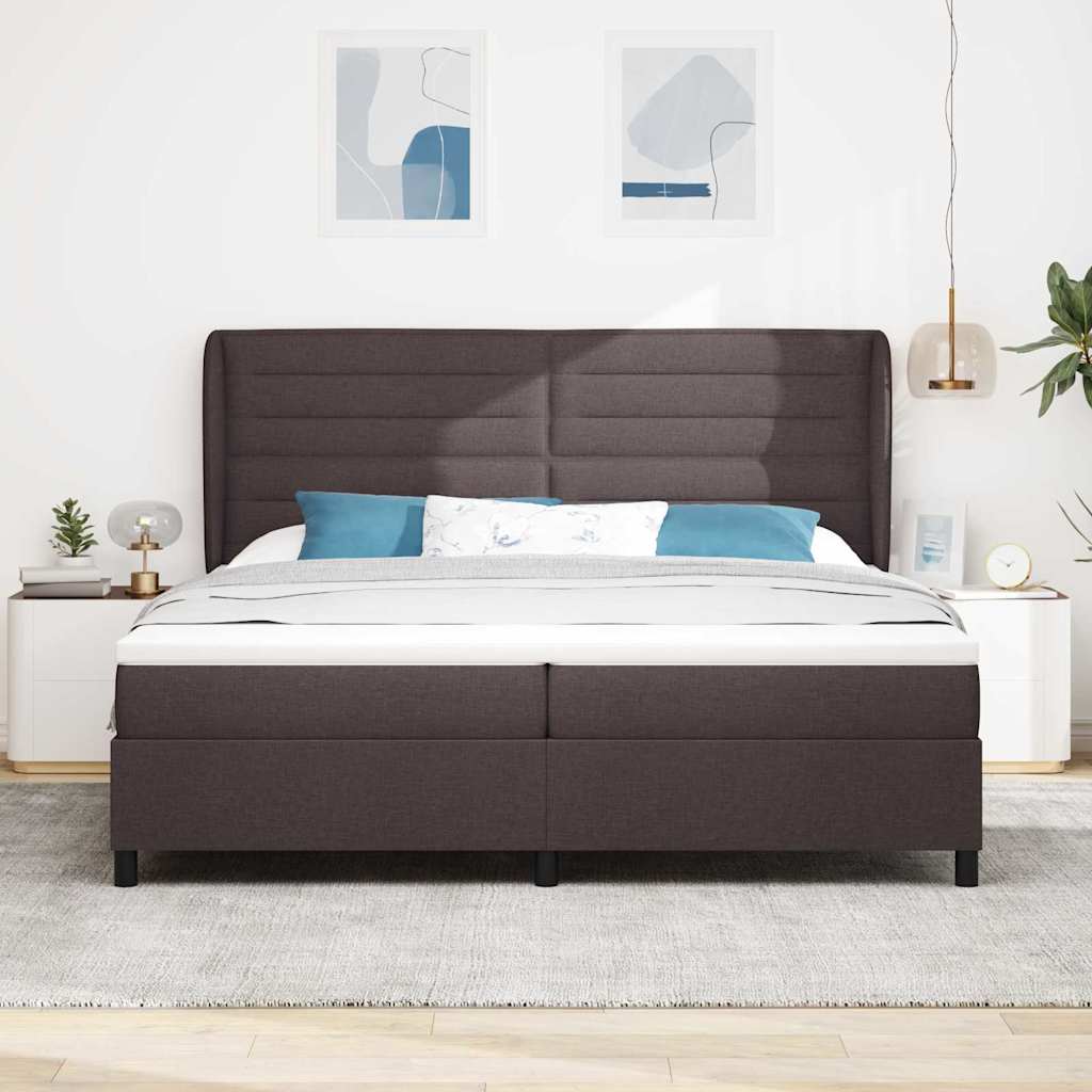Boxspring bed met matras Donkerbruin 200 x 200 cm Stof – afbeelding 3