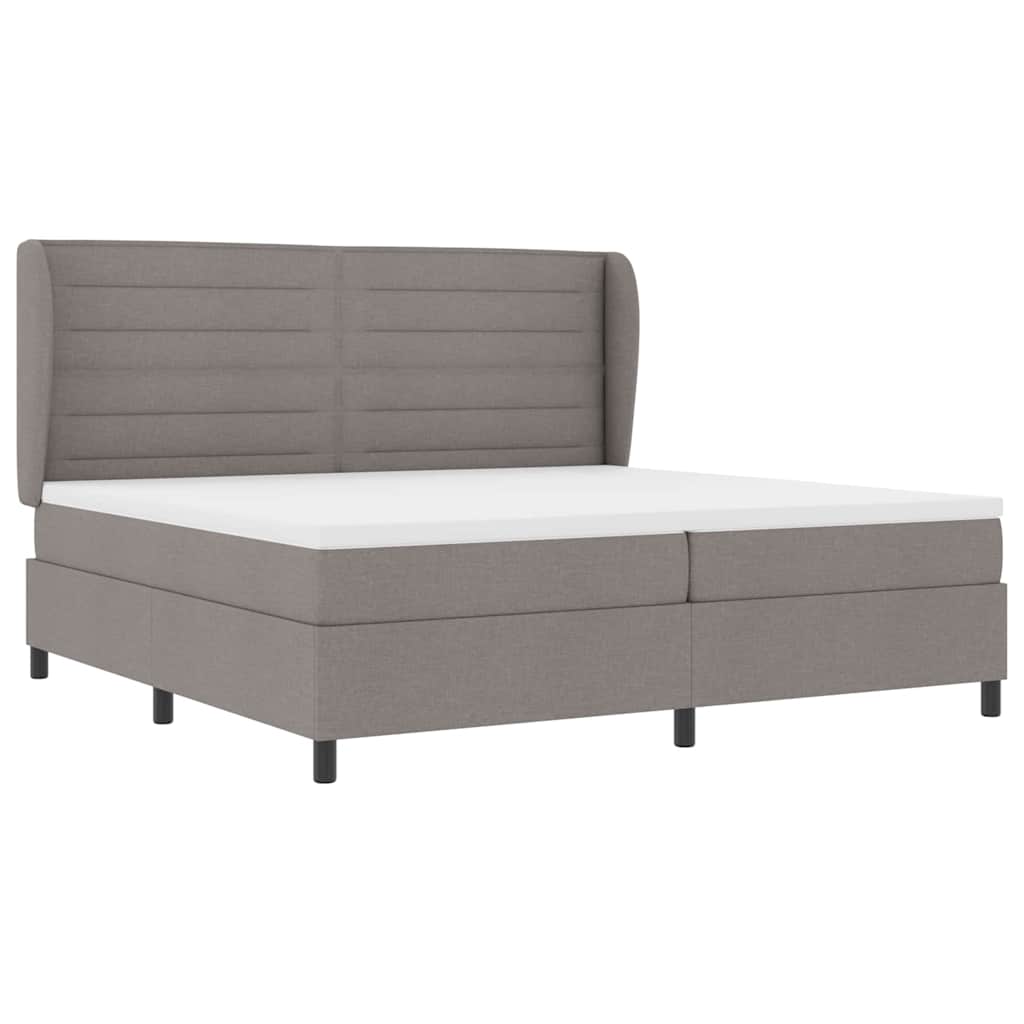 Boxspring bed met matras met hoofdeinde Taupe 200 x 200 cm Stof – afbeelding 5