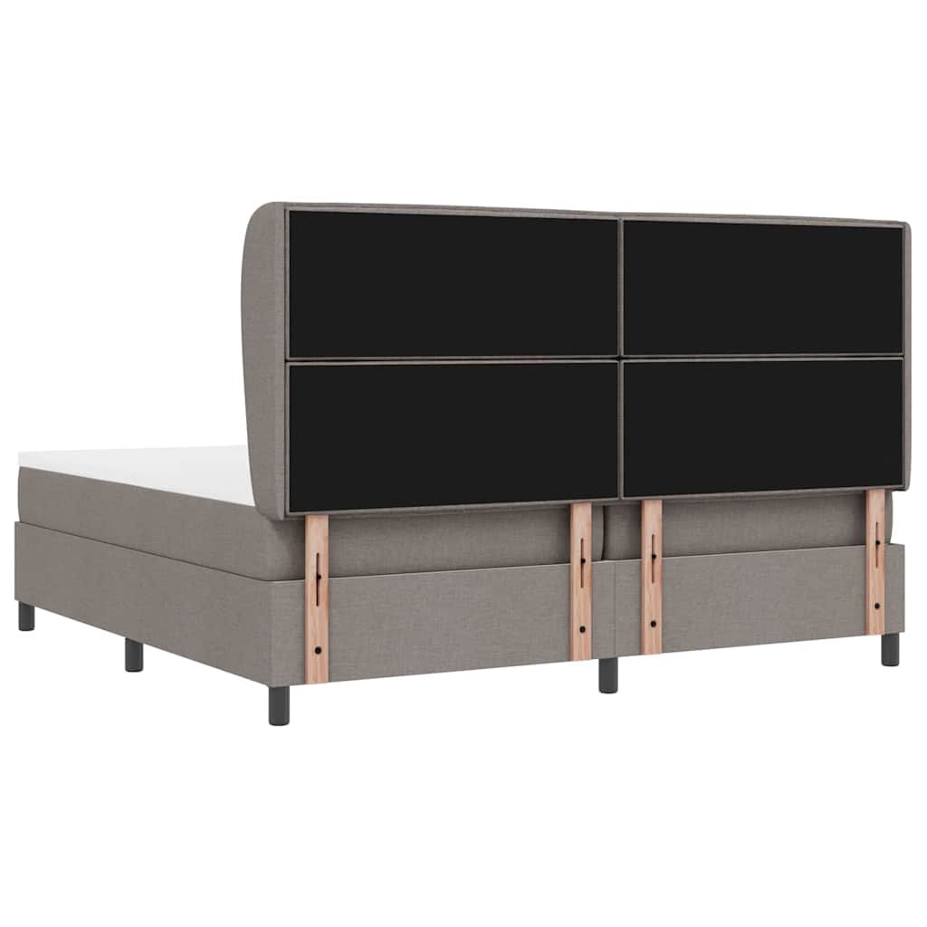 Boxspring bed met matras met hoofdeinde Taupe 200 x 200 cm Stof – afbeelding 9