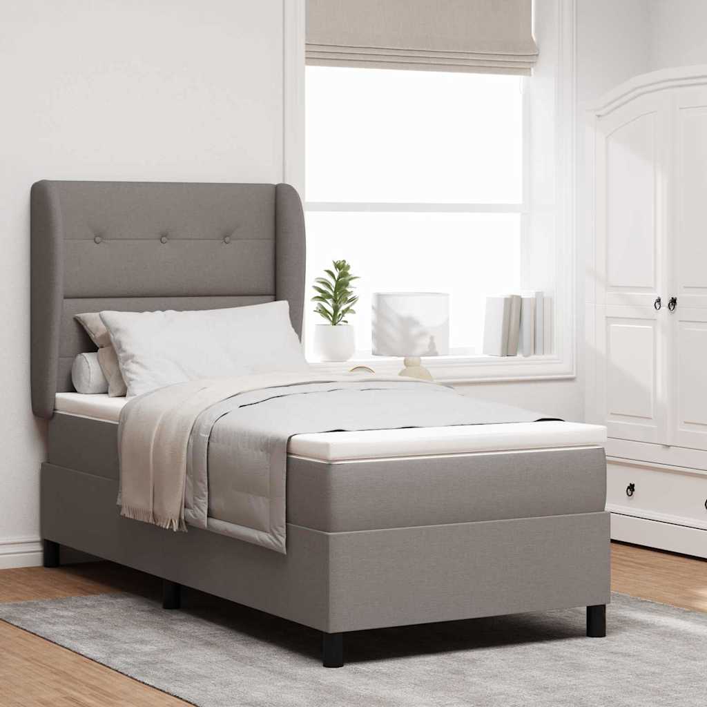 Boxspring bed met hoofdeinde Taupe 80 x 200 cm Stof – afbeelding 1