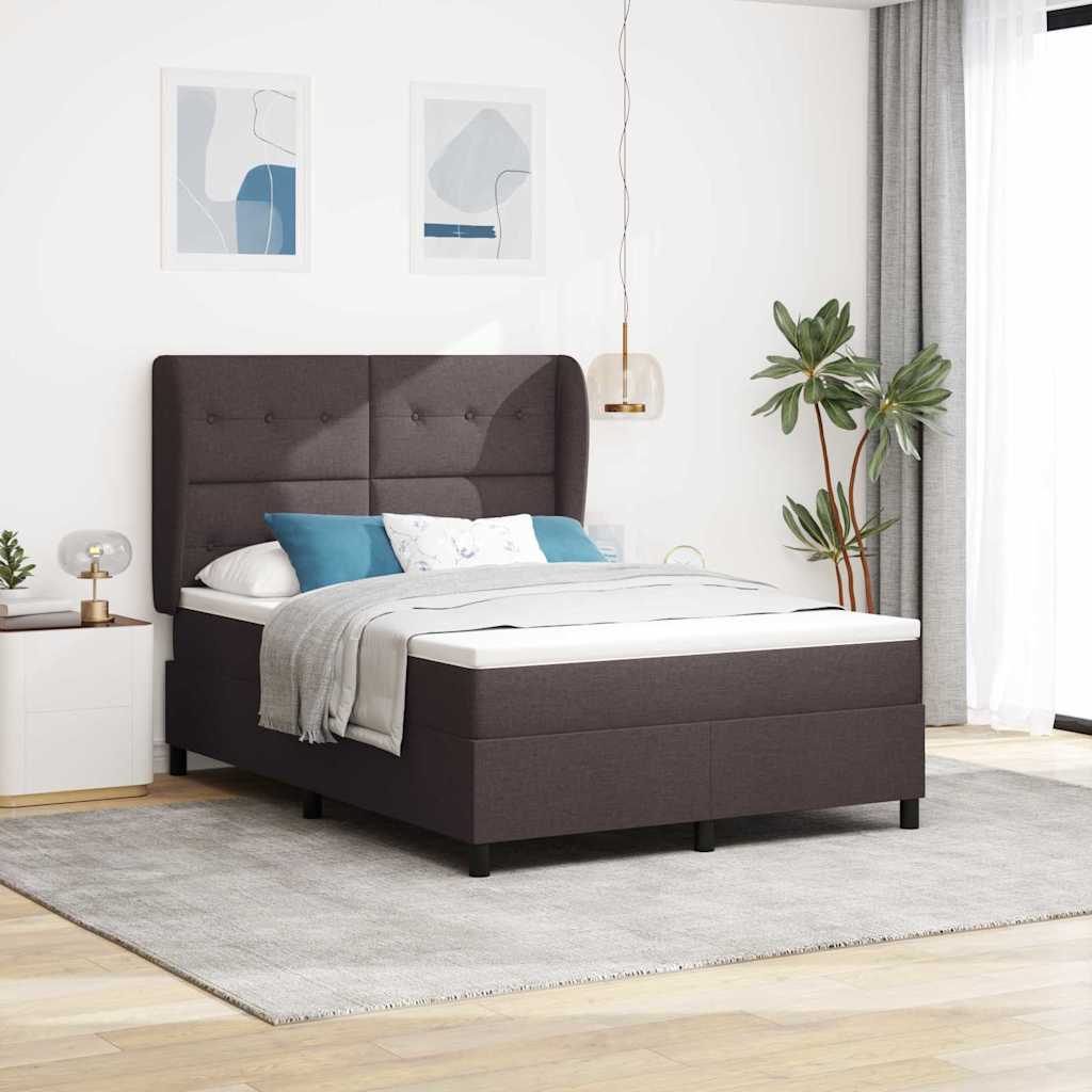 Boxspring bed met hoofdeinde Donkerbruin 140 x 200 cm Stof – afbeelding 1