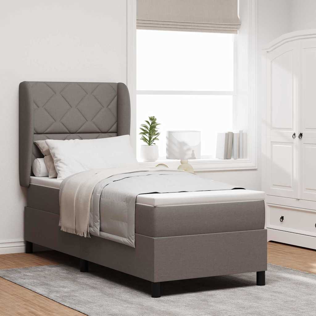 Boxspring bed met hoofdeinde Taupe 80 x 200 cm Stof – afbeelding 1