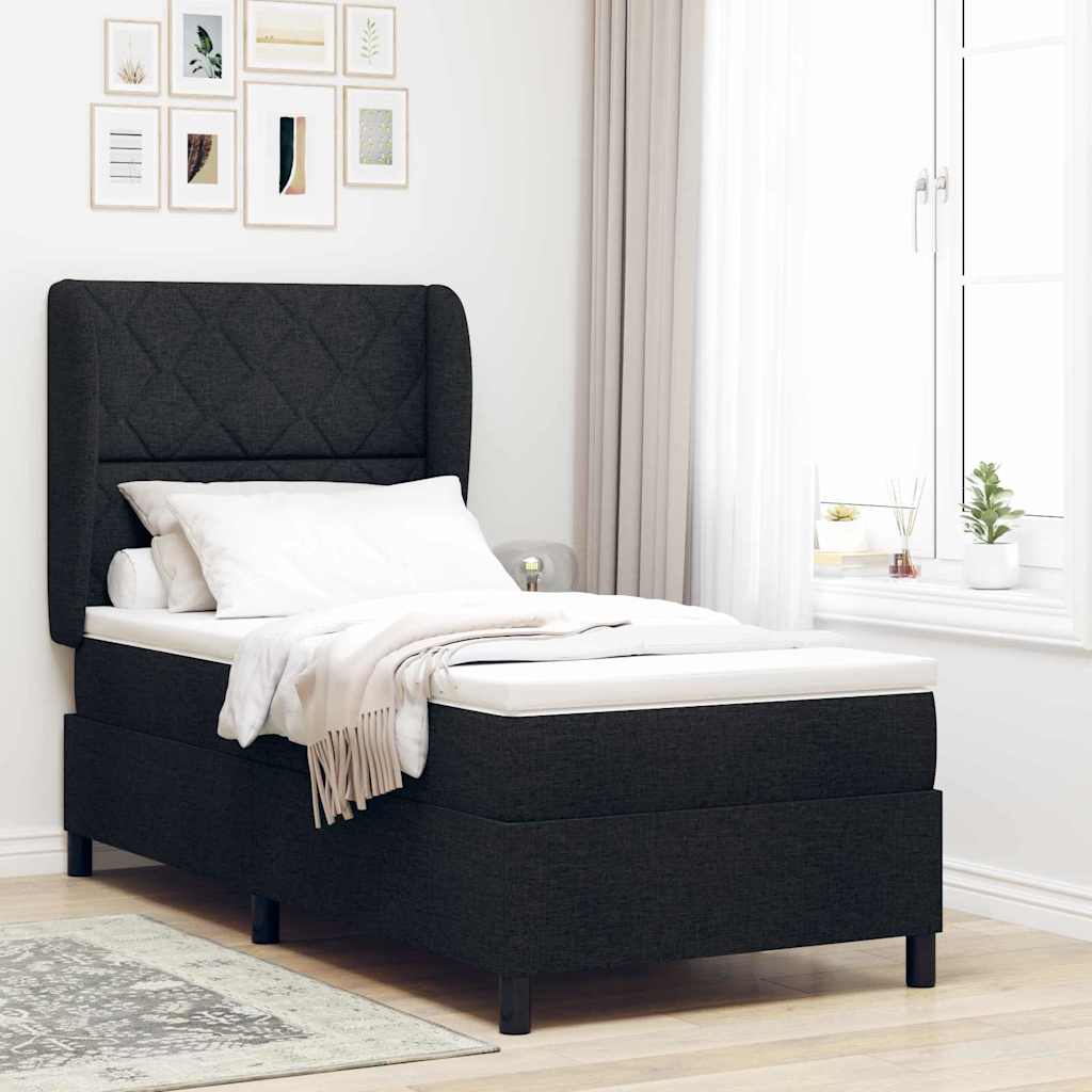Boxspring bed met hoofdeinde Zwart 90 x 200 cm Stof