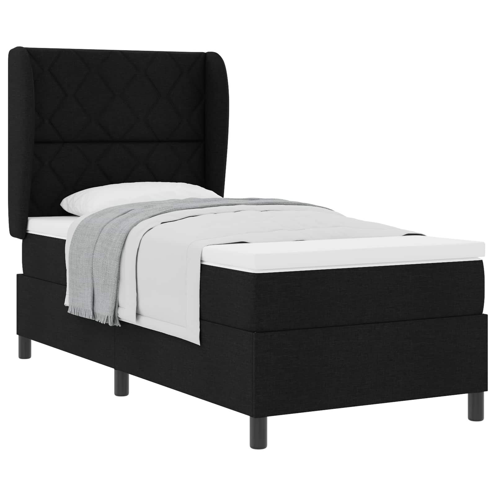 Boxspring bed met hoofdeinde Zwart 90 x 200 cm Stof – afbeelding 2