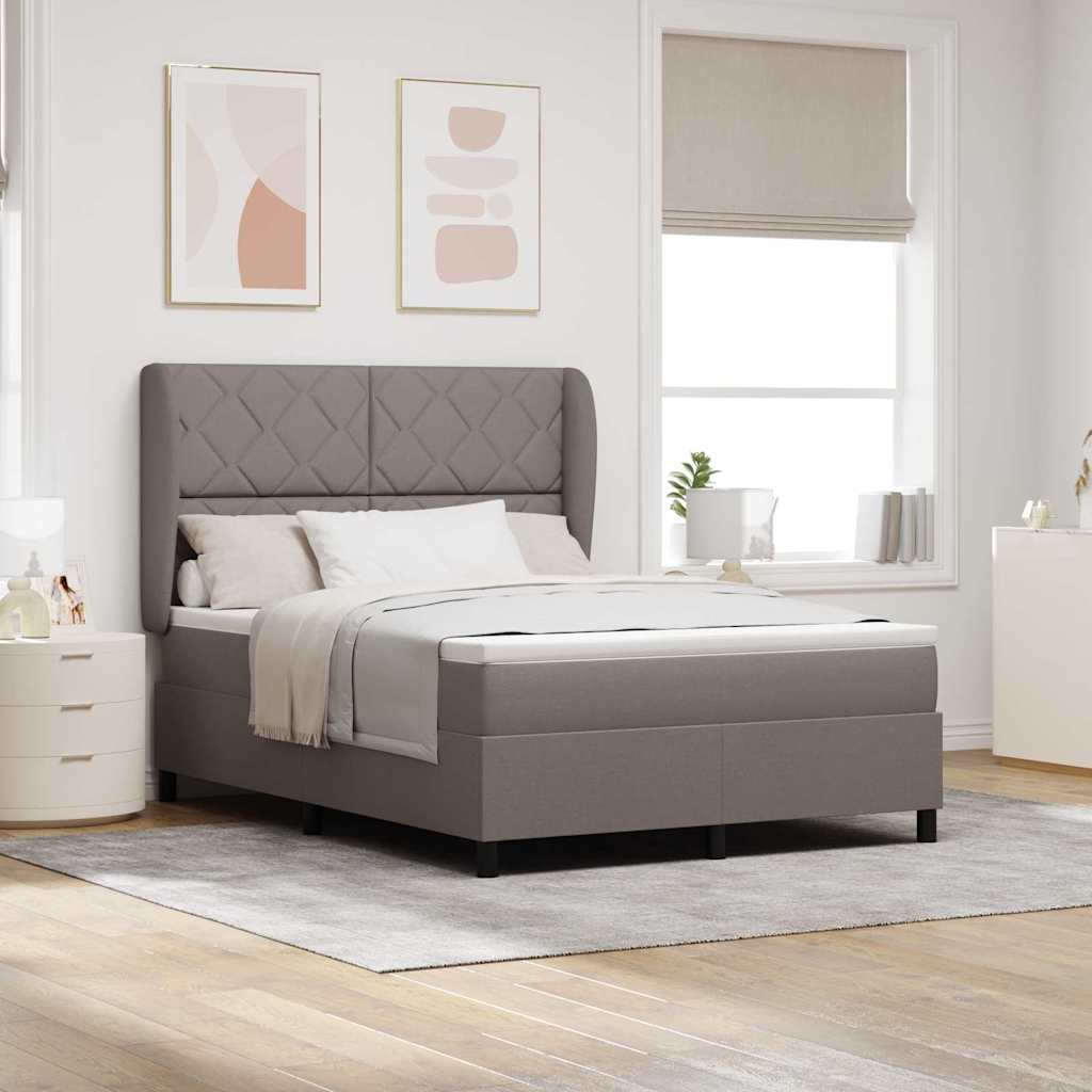 Boxspring bed met hoofdeinde Taupe 140 x 190 cm Stof