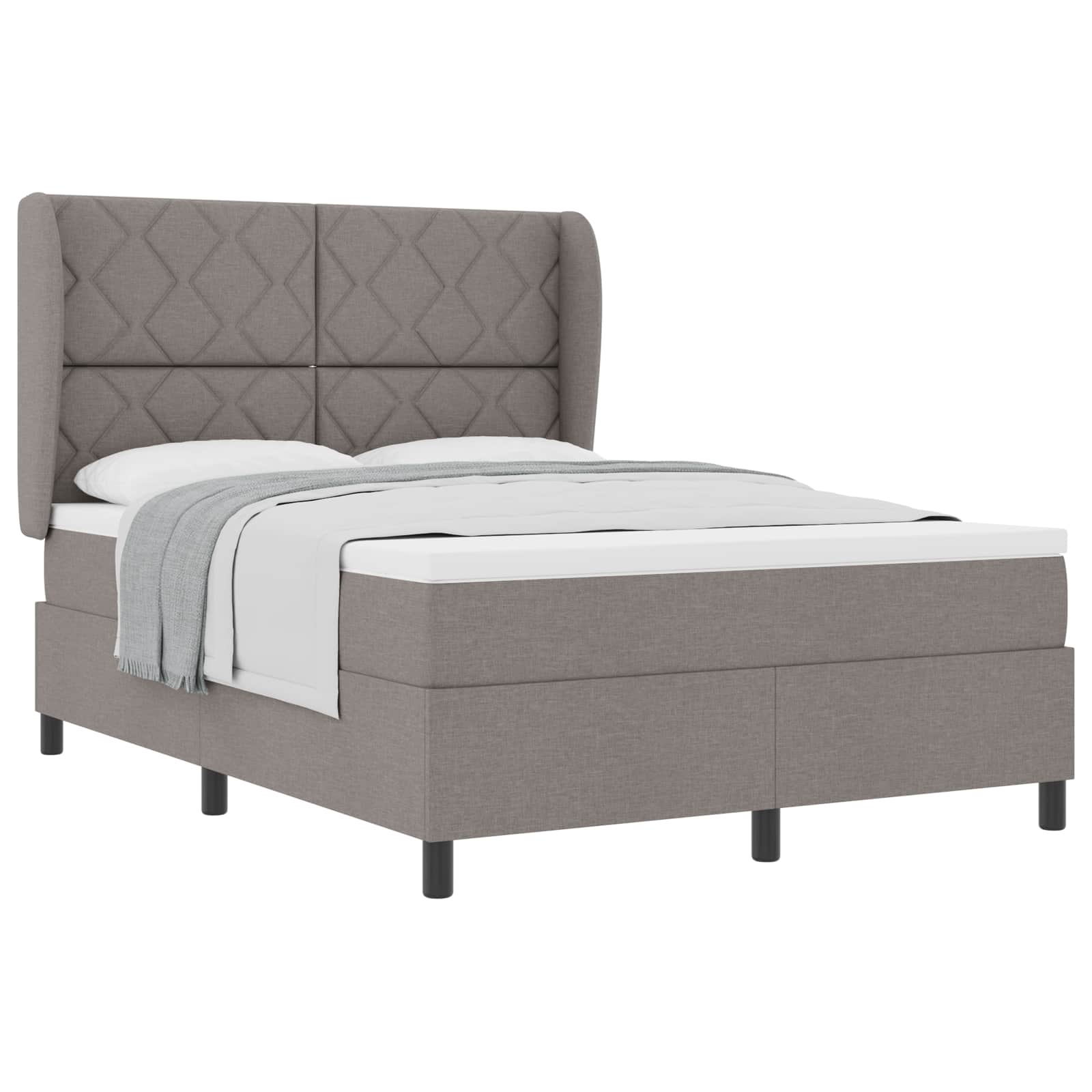 Boxspring bed met hoofdeinde Taupe 140 x 190 cm Stof – afbeelding 2