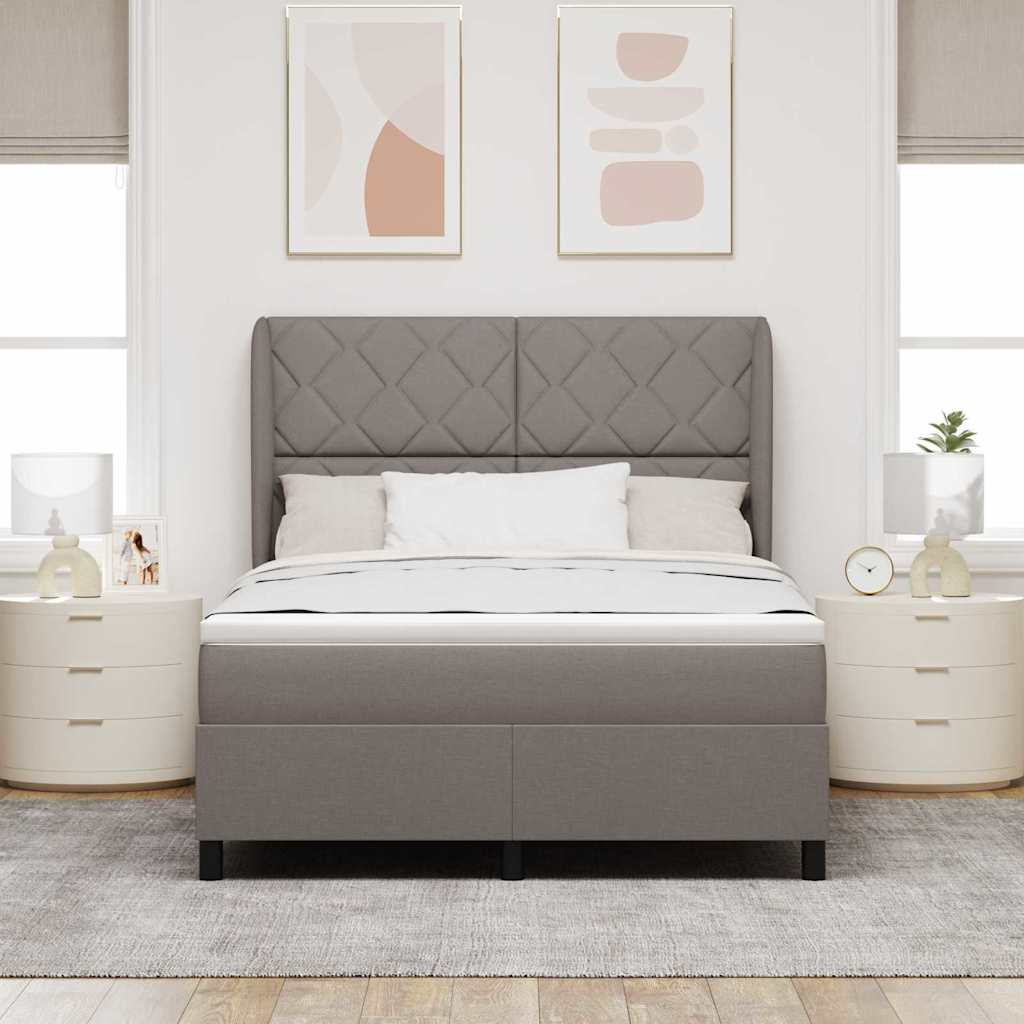 Boxspring bed met hoofdeinde Taupe 140 x 190 cm Stof – afbeelding 3