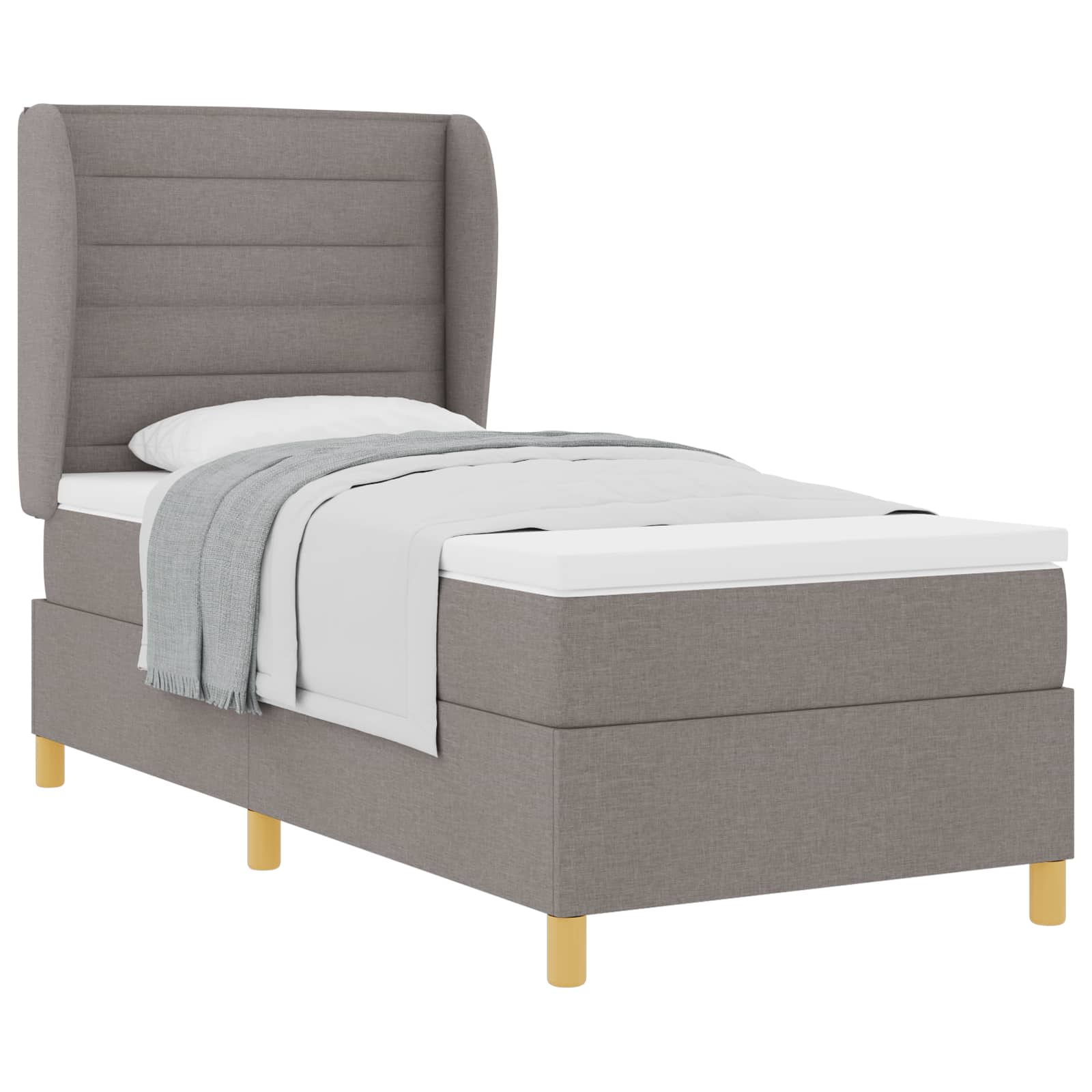 Boxspringbed met matras met hoofdeinde Taupe 200 x 100 cm Stof – afbeelding 2