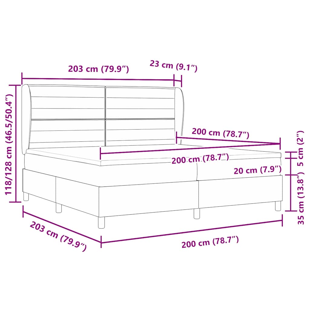 Boxspringbed met matras Donkerbruin 200 x 200 cm Stof – afbeelding 12