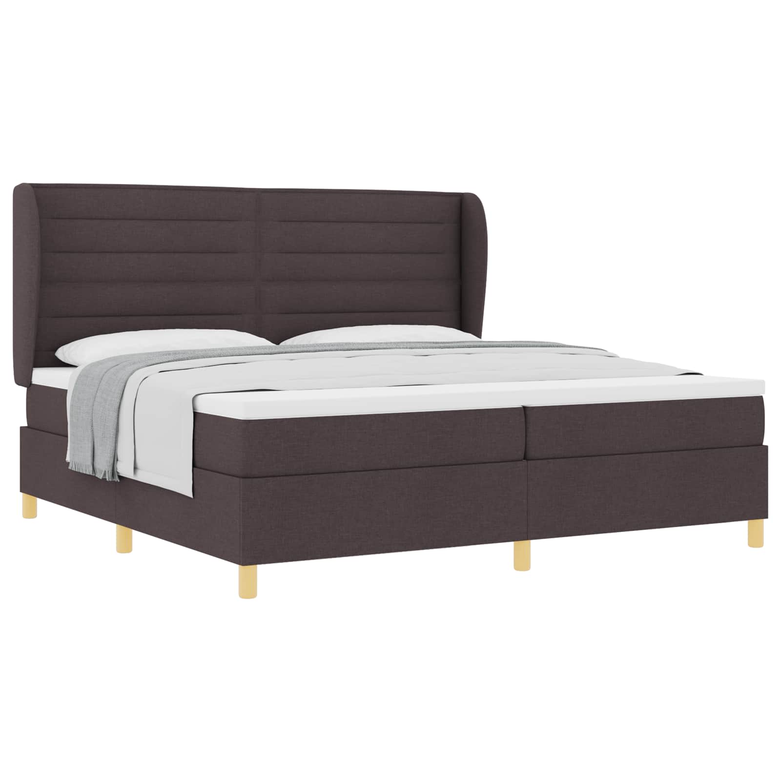 Boxspringbed met matras Donkerbruin 200 x 200 cm Stof – afbeelding 2